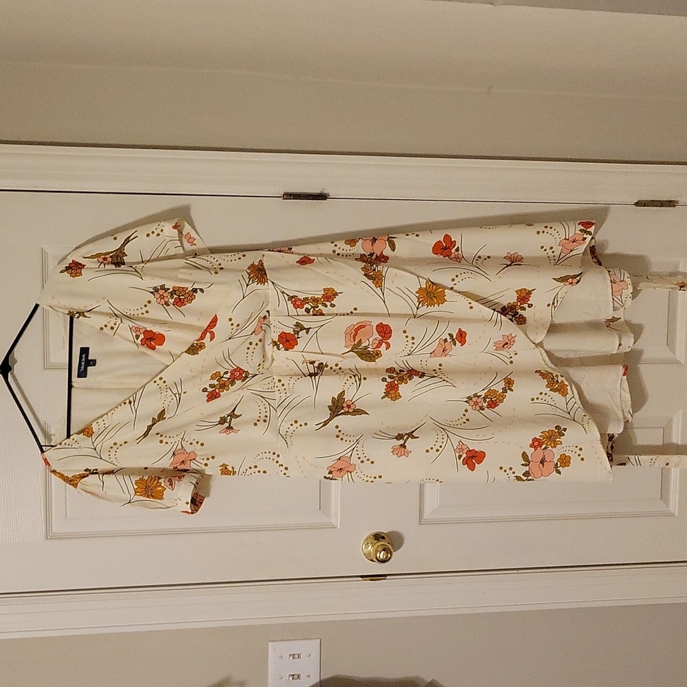 Modcloth faux wrap dress in 3x - white floral, Easter dress